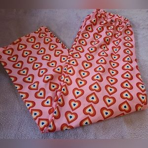 NWOT Shein Heart Print Pink High Waisted Pants Size 1XL Curve